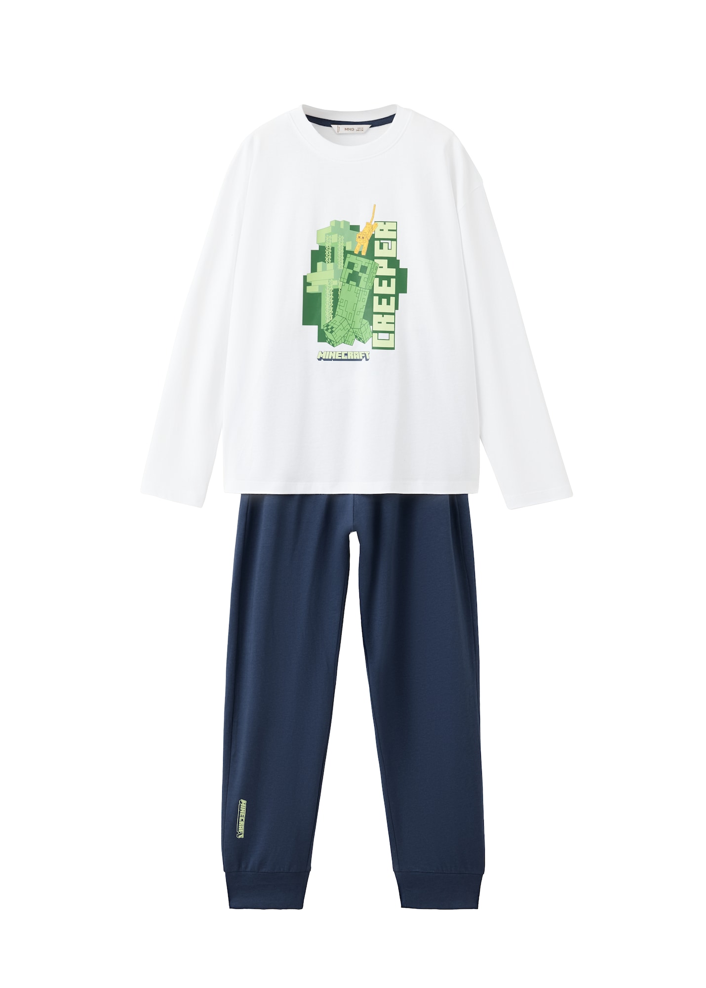 MANGO KIDS Pijamale MINECRE albastru / verde / verde deschis / alb