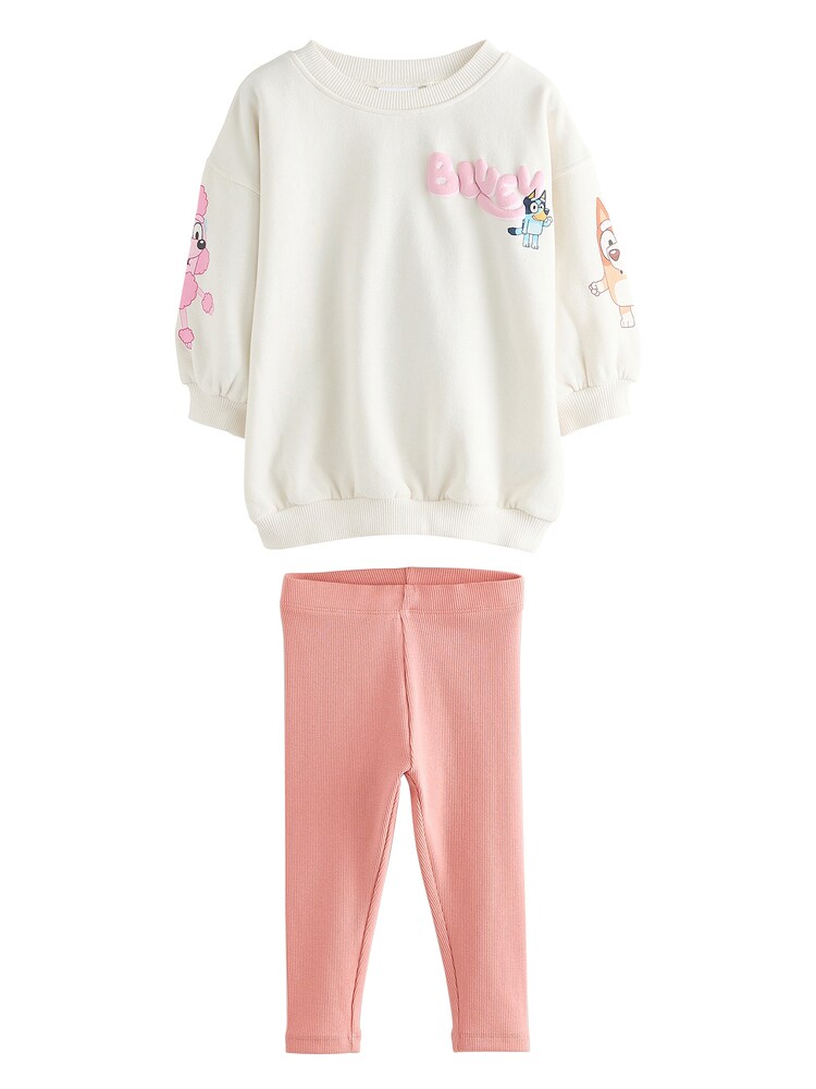 Next Set: Sweatshirt und Leggings Mädchen Größe 122 lachs / perlweiß
