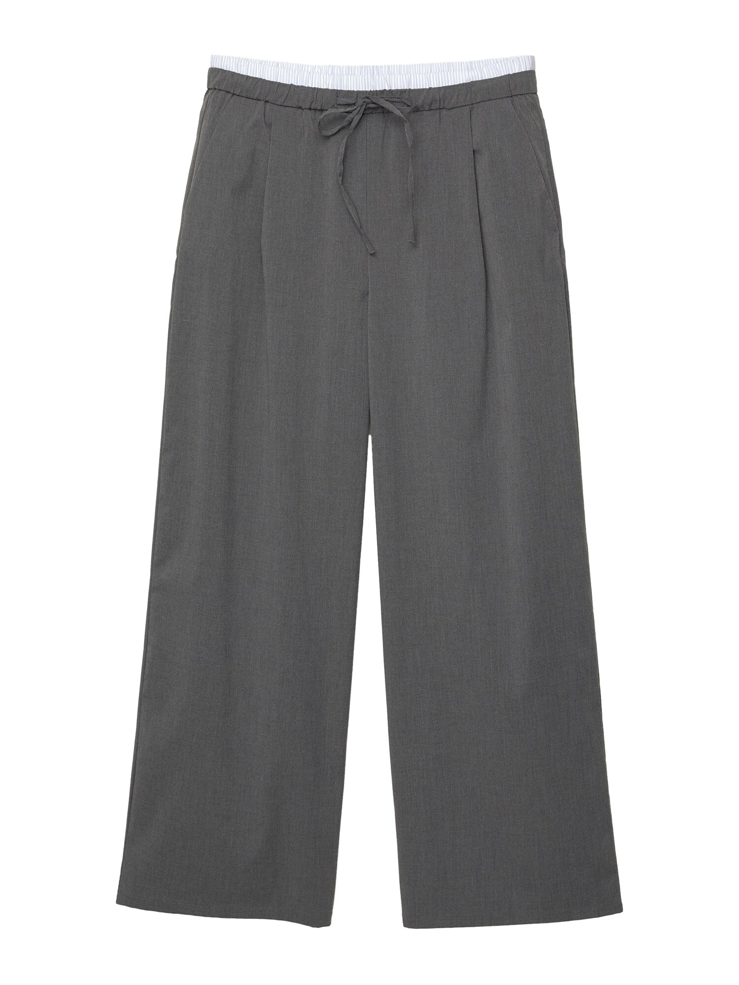 Pull&Bear Pantaloni cutați  gri metalic / alb