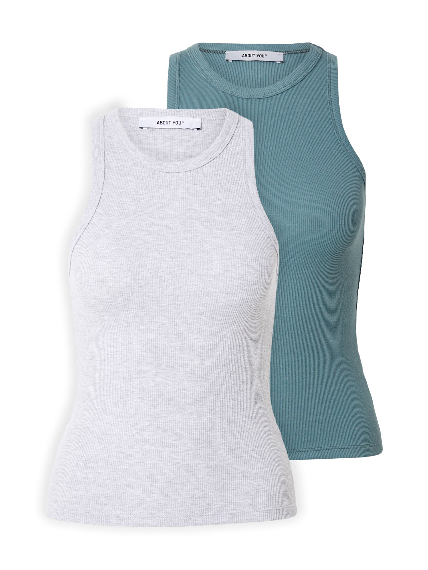ABOUT YOU Top Anian  gri amestecat / verde petrol