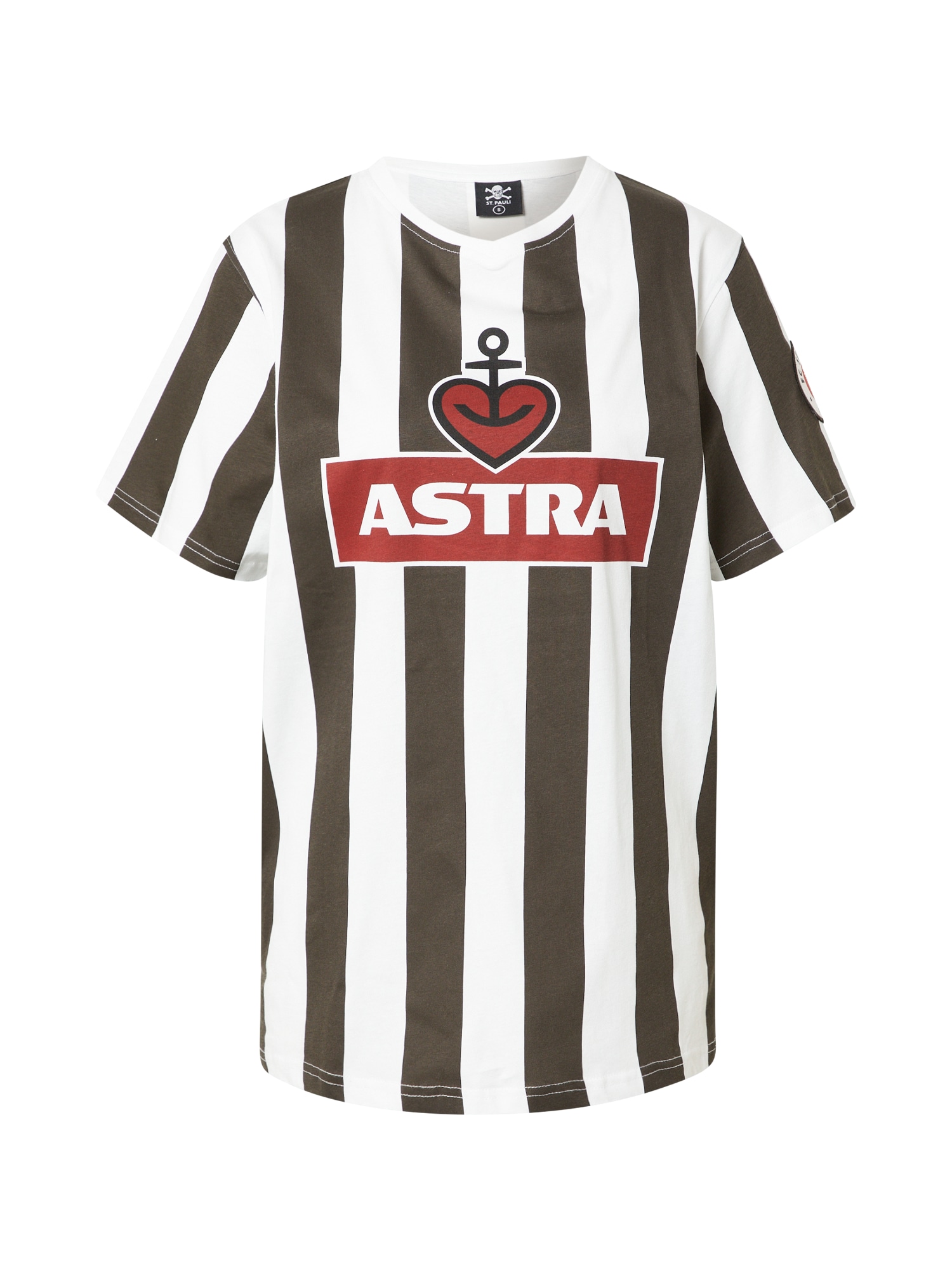 FC St. Pauli Marškinėliai 'Astra' balta / juoda / burgundiško vyno spalva