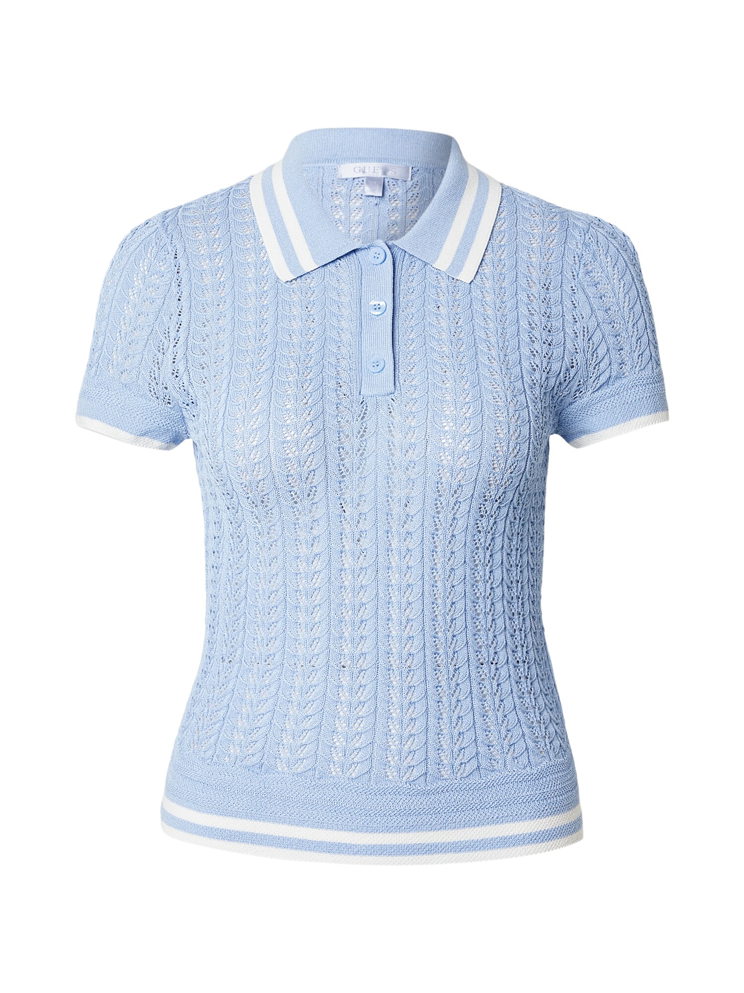 GUESS Pulover 'VIENNA'  albastru deschis / alb natural