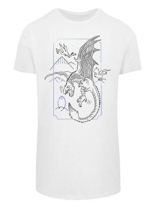 F4NT4STIC Shirt ‘Harry Potter Dragon Line Art’ Zwart / Wit