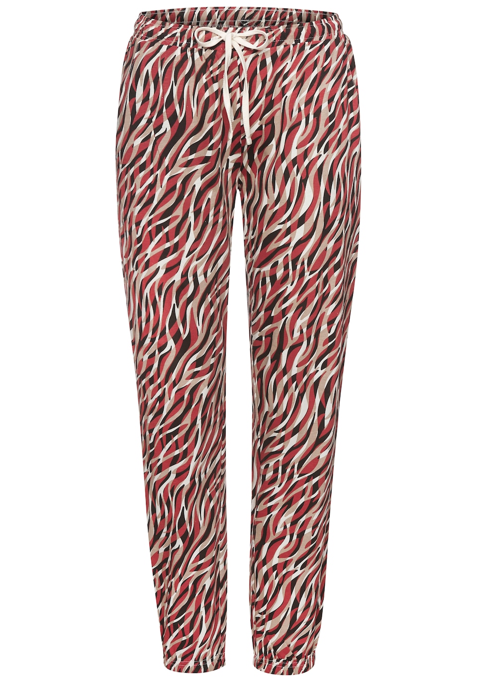 Pyjamasbyxa beige / körsbärsröd / svart