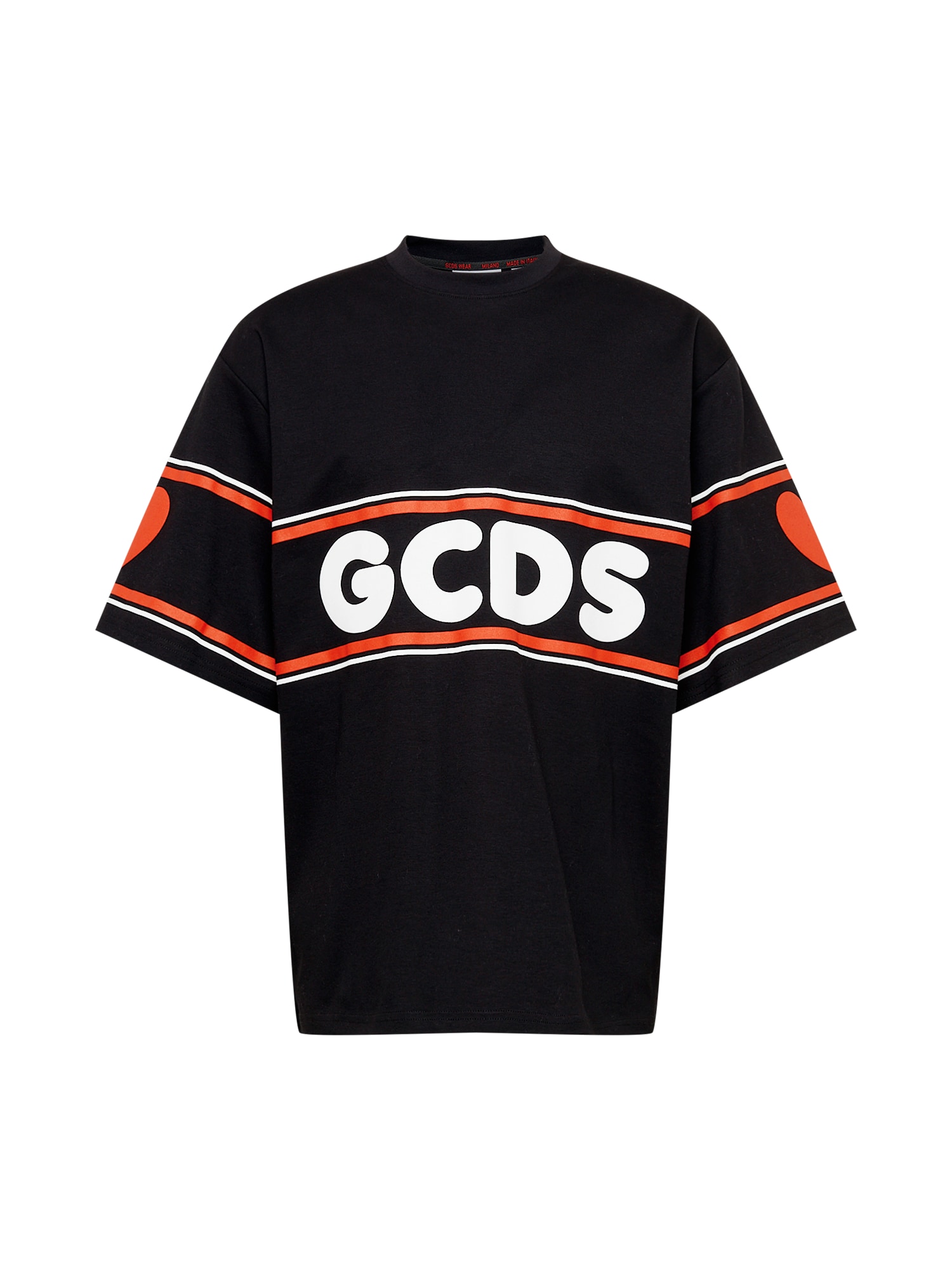 GCDS Marškinėliai juoda / balta / šviesiai raudona