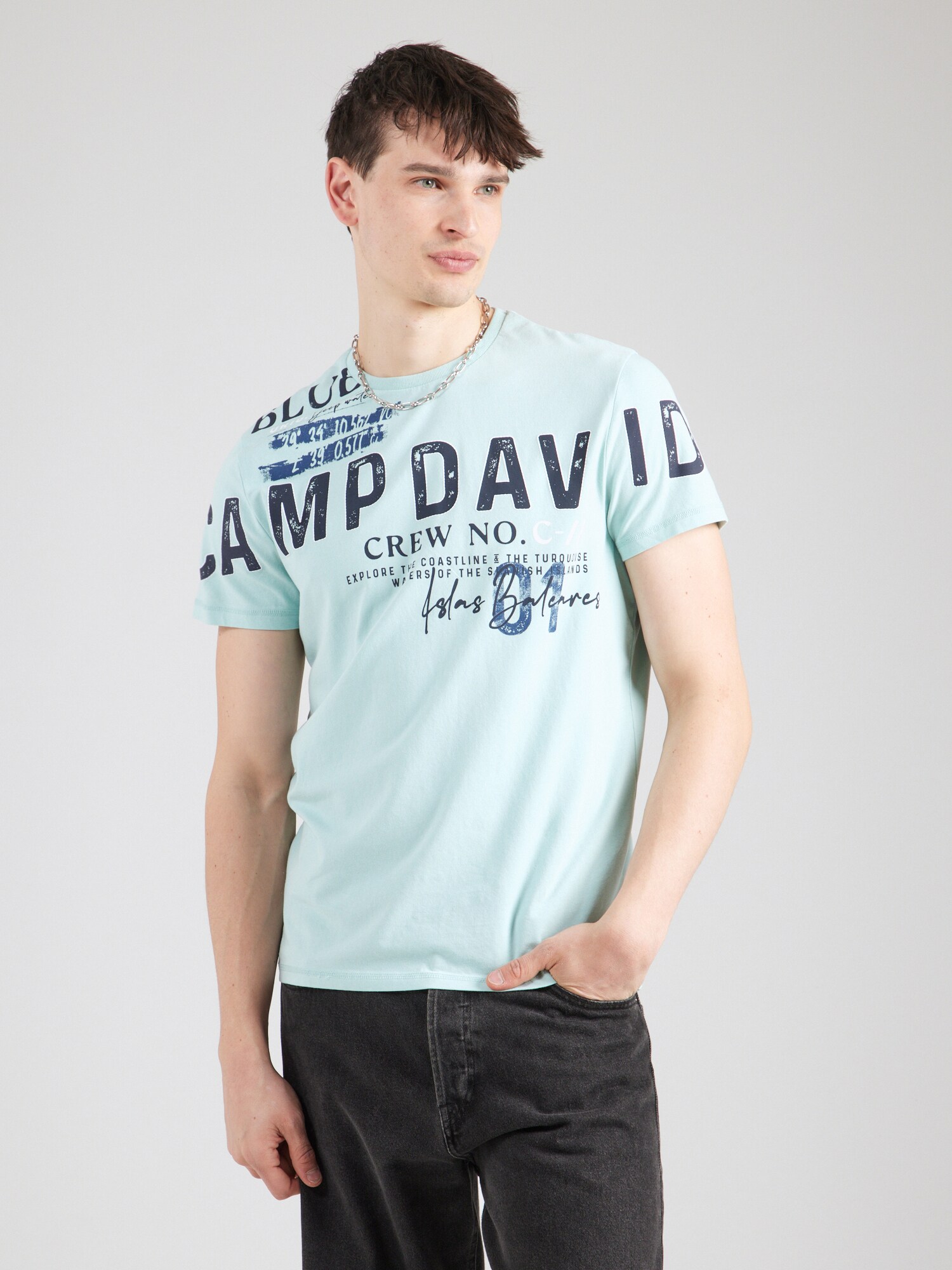 CAMP DAVID Póló  menta / fekete / fehér termék 2. képe