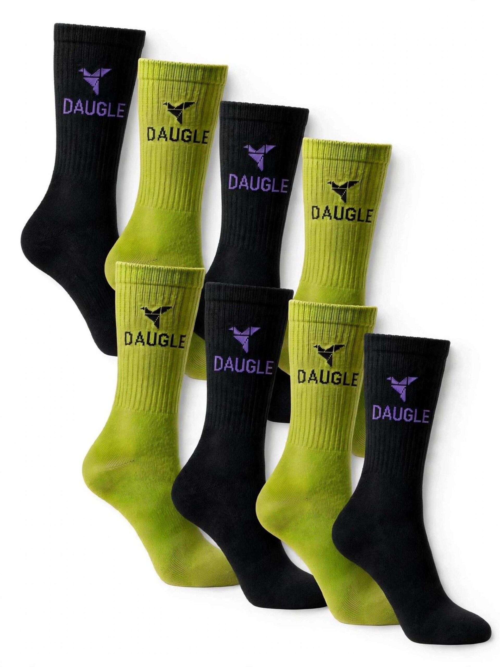 DAUGLE Sportsockor 'Daugle Unisex Crew Socks 2-Pack (Lime, Black)' strumpor herr