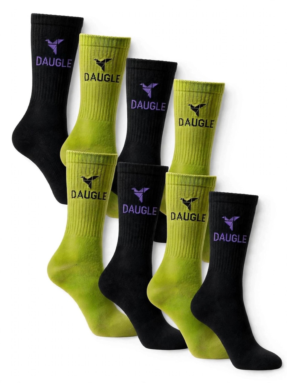 Sportsockor 'Daugle Unisex Crew Socks 2-Pack (Lime, Black)'