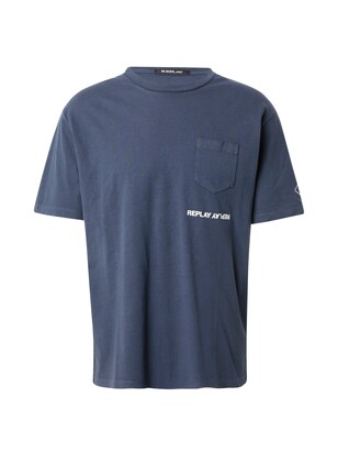 Replay Shirt Duifblauw / Koraal / Wit