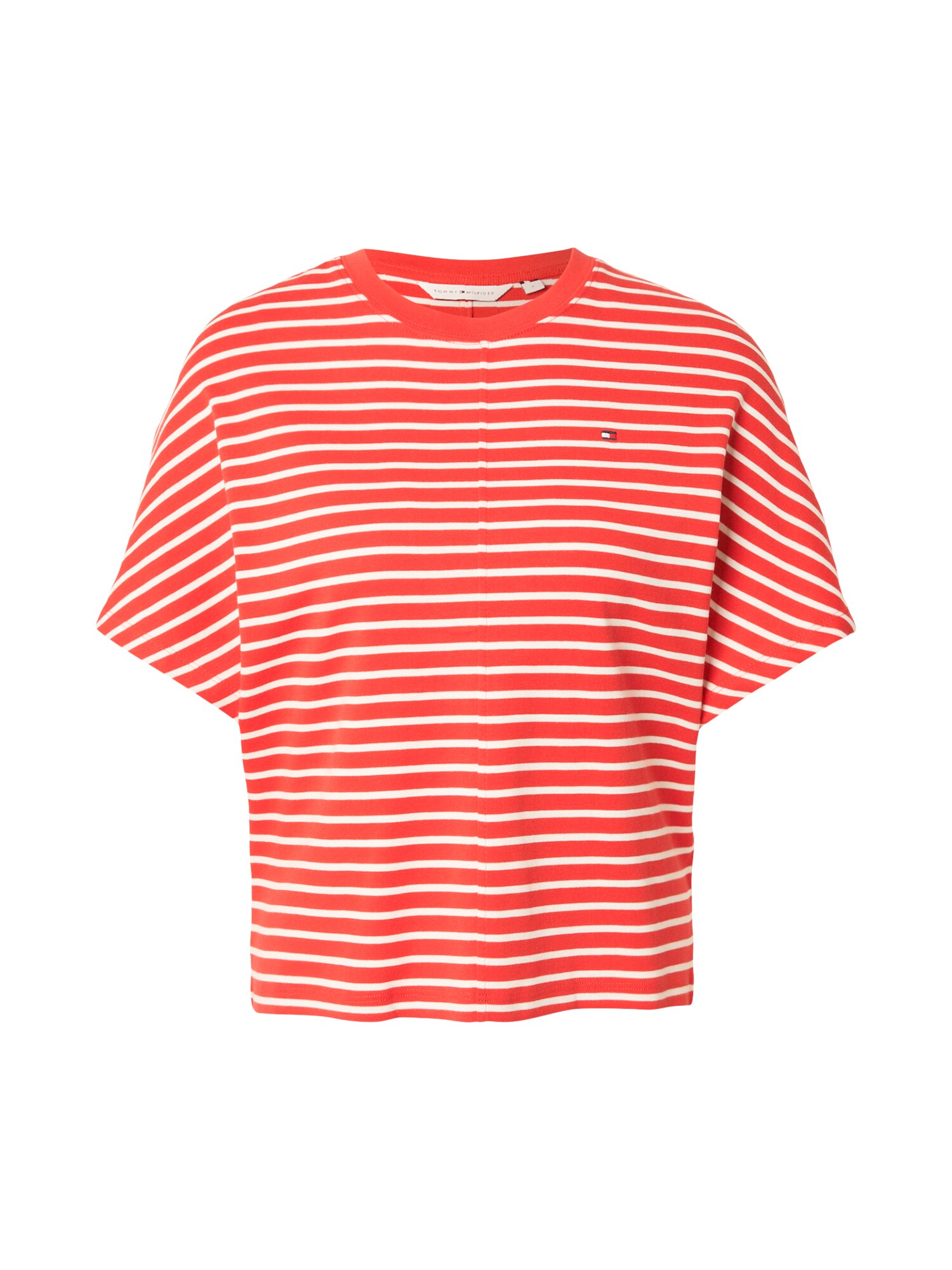 TOMMY HILFIGER Camiseta 'Batwing Sleeve' rojo / blanco
