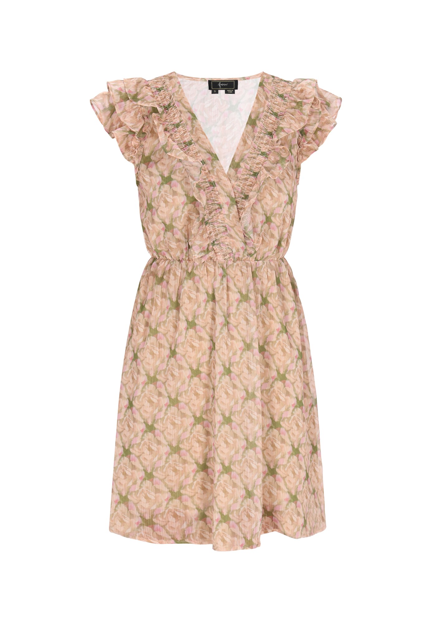 faina Rochie de vară Fashion Look  bej / alb kitt / verde / roz