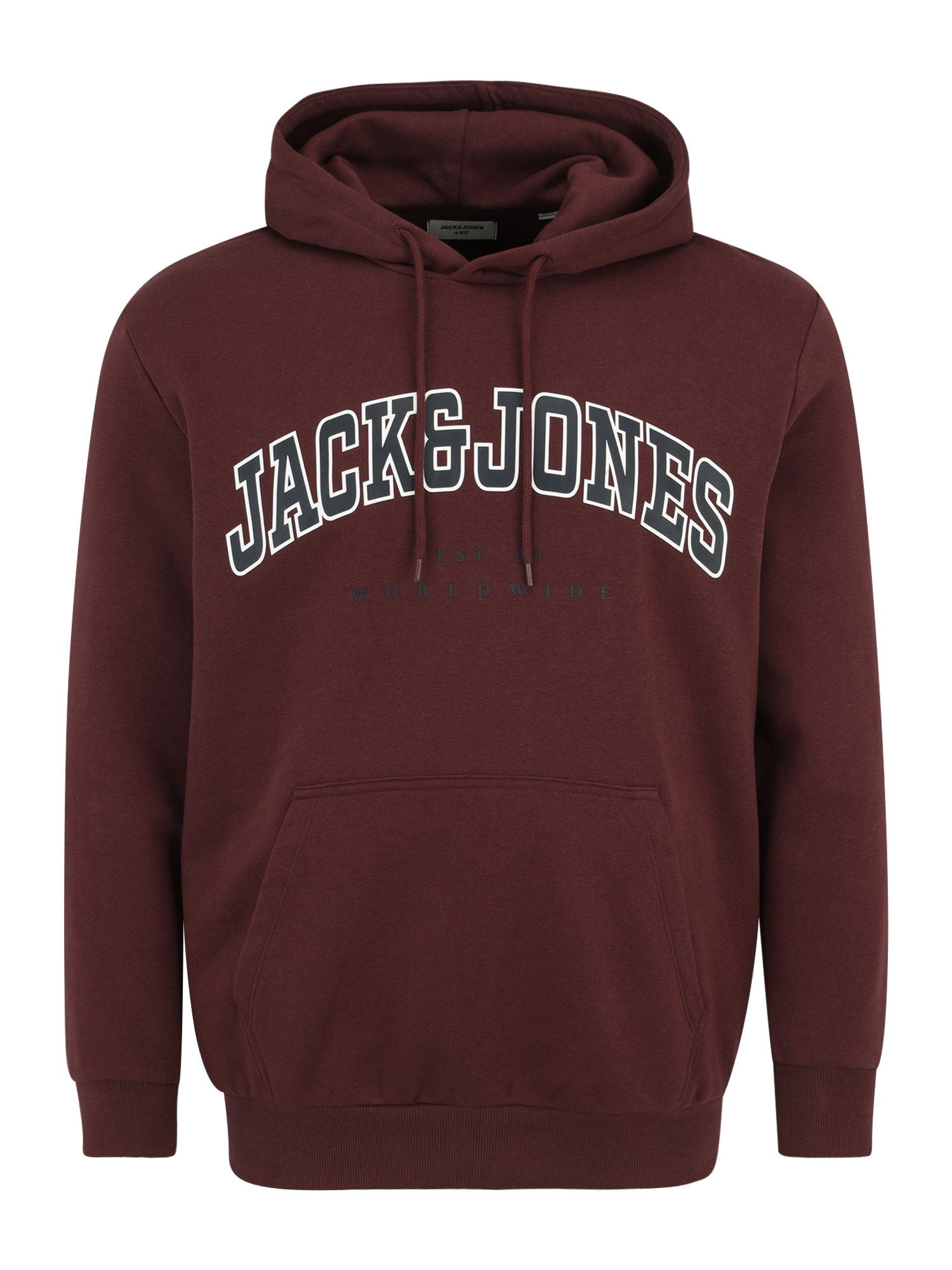 Jack & Jones Plus Sweatshirt 'JJECALEB' dunkelgrau / weinrot / weiß