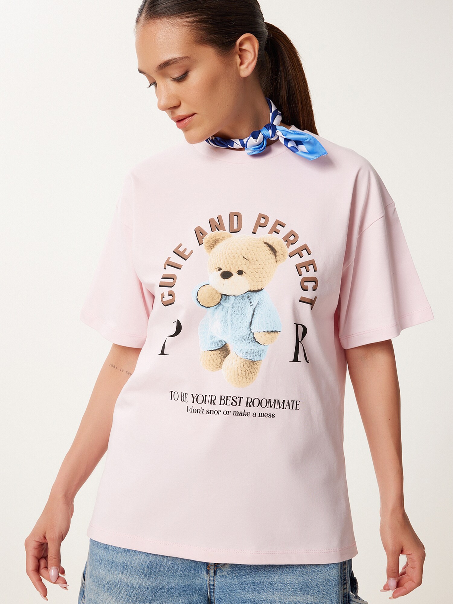 Happiness İstanbul Tricou bej / albastru deschis / maro deschis / rosé