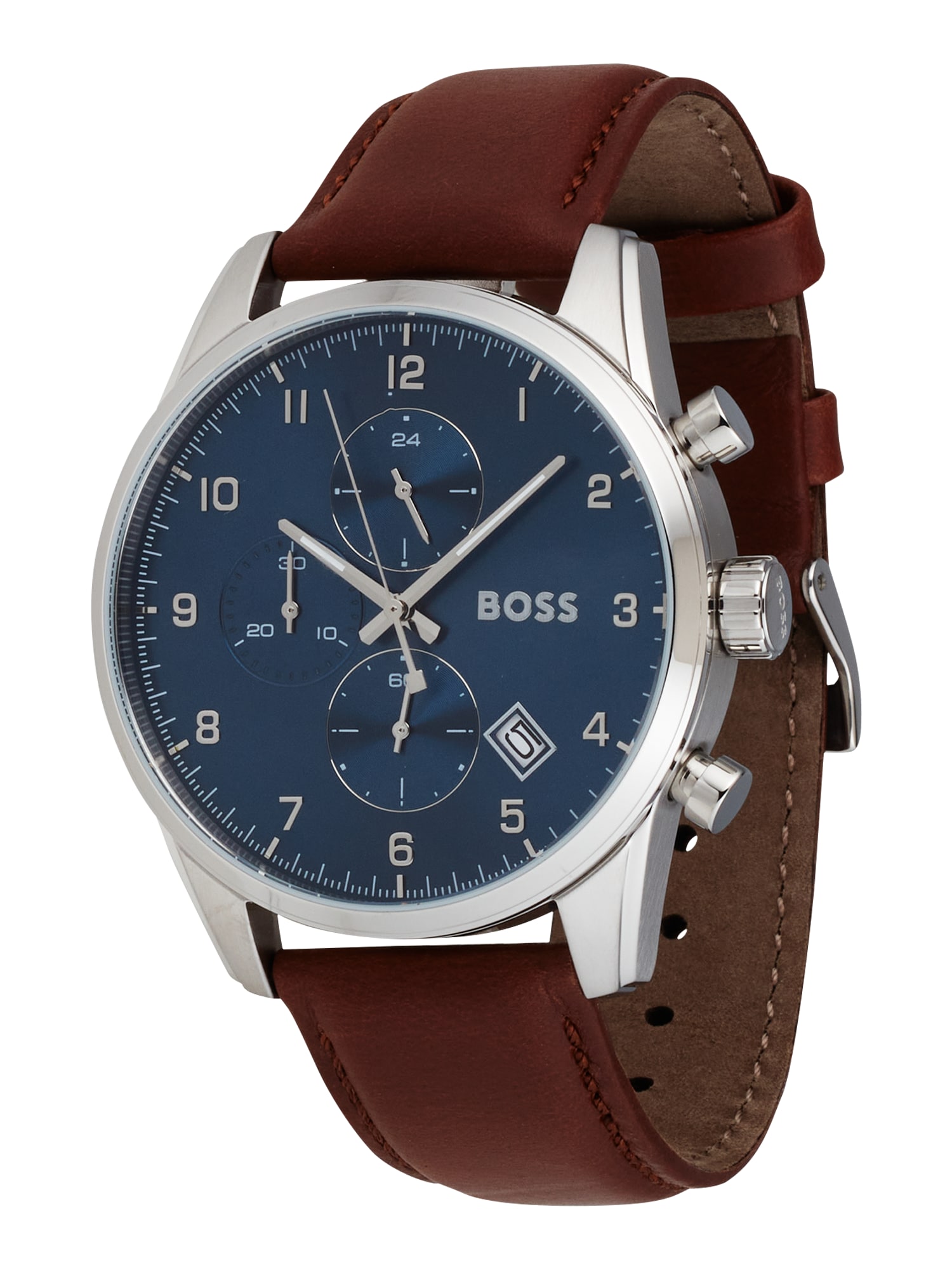 BOSS Black Analoginis (įprasto dizaino) laikrodis tamsiai ruda / mėlyna / sidabrinė