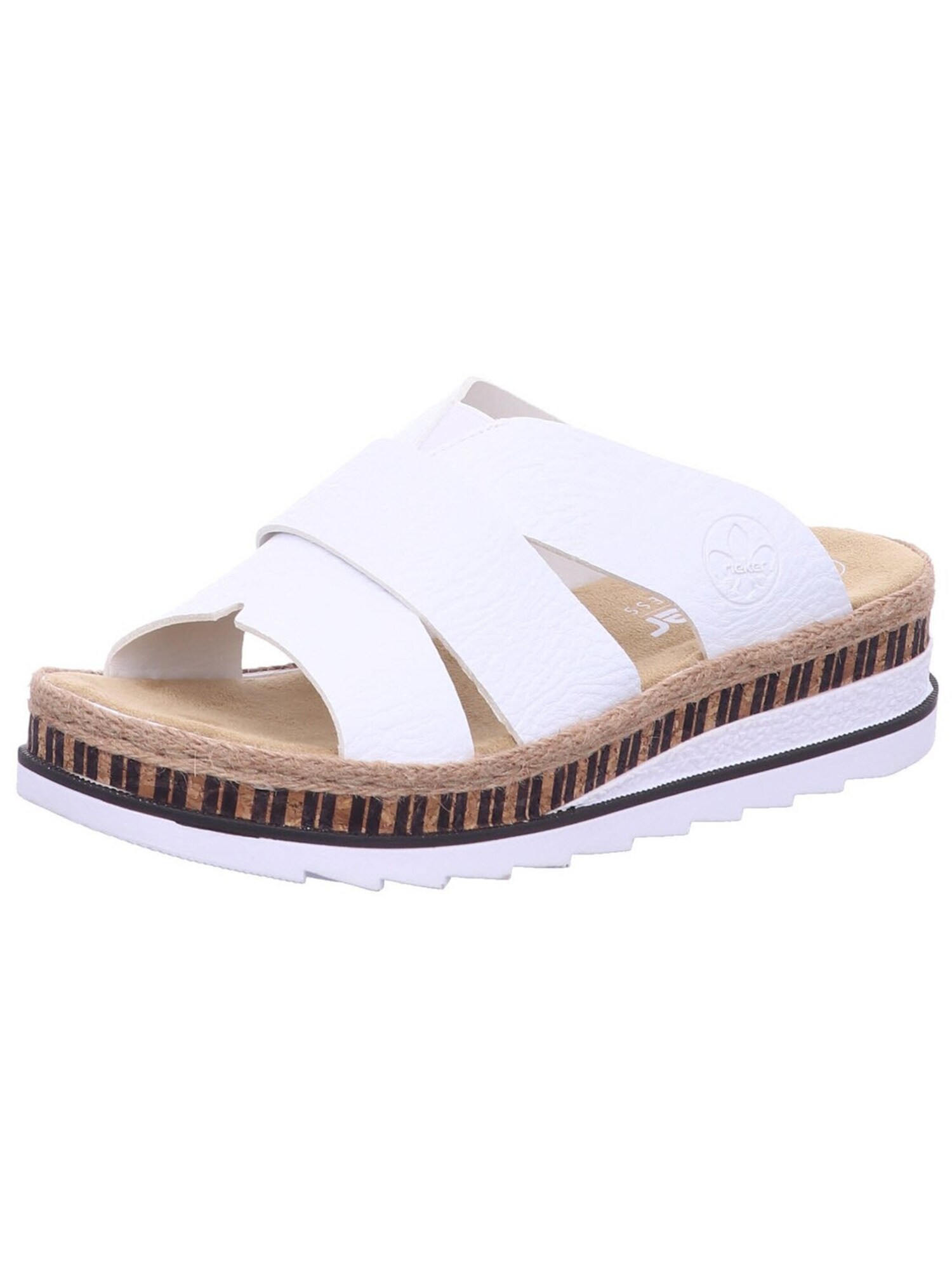 Rieker Sandalen Met Riem 'Pantolette Damen V7989 80 Kunststoff (Synthetik) In Weiß' Wit