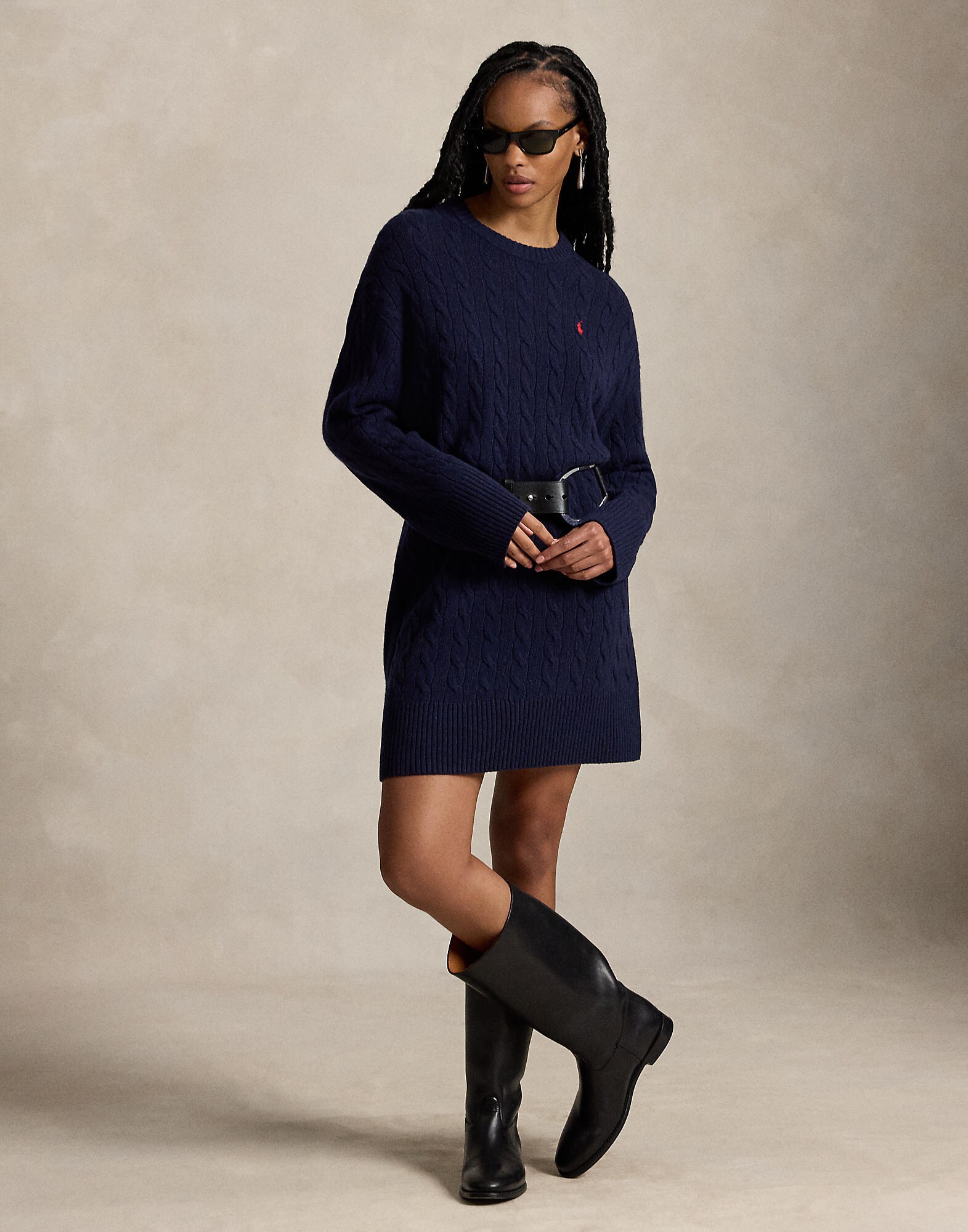 Polo Ralph Lauren Vestido de punto  navy / rojo cereza – imagen 4