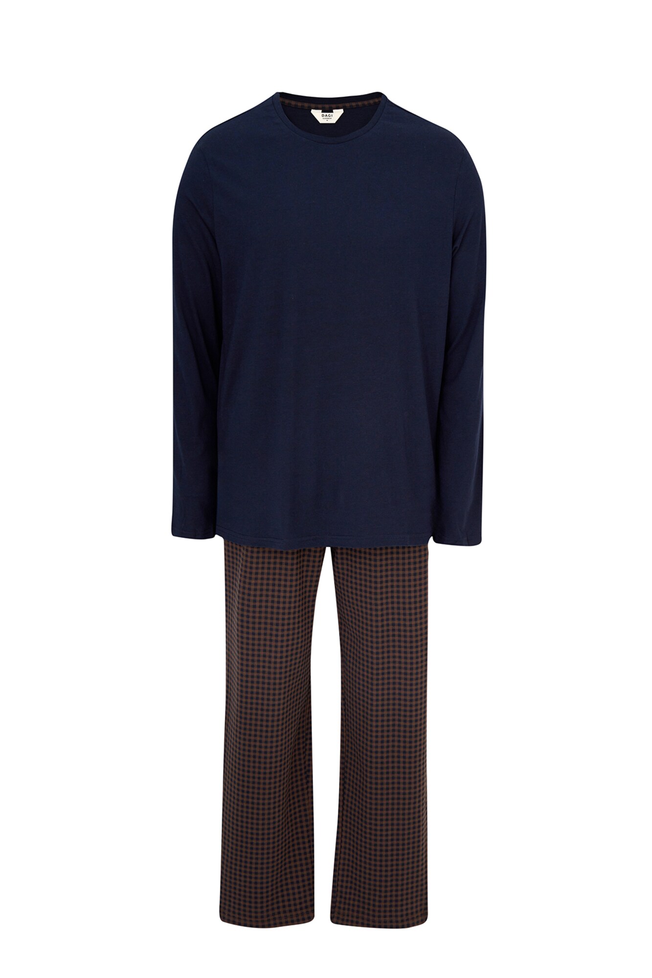 Dagi Pijama lungă  bleumarin / maro închis