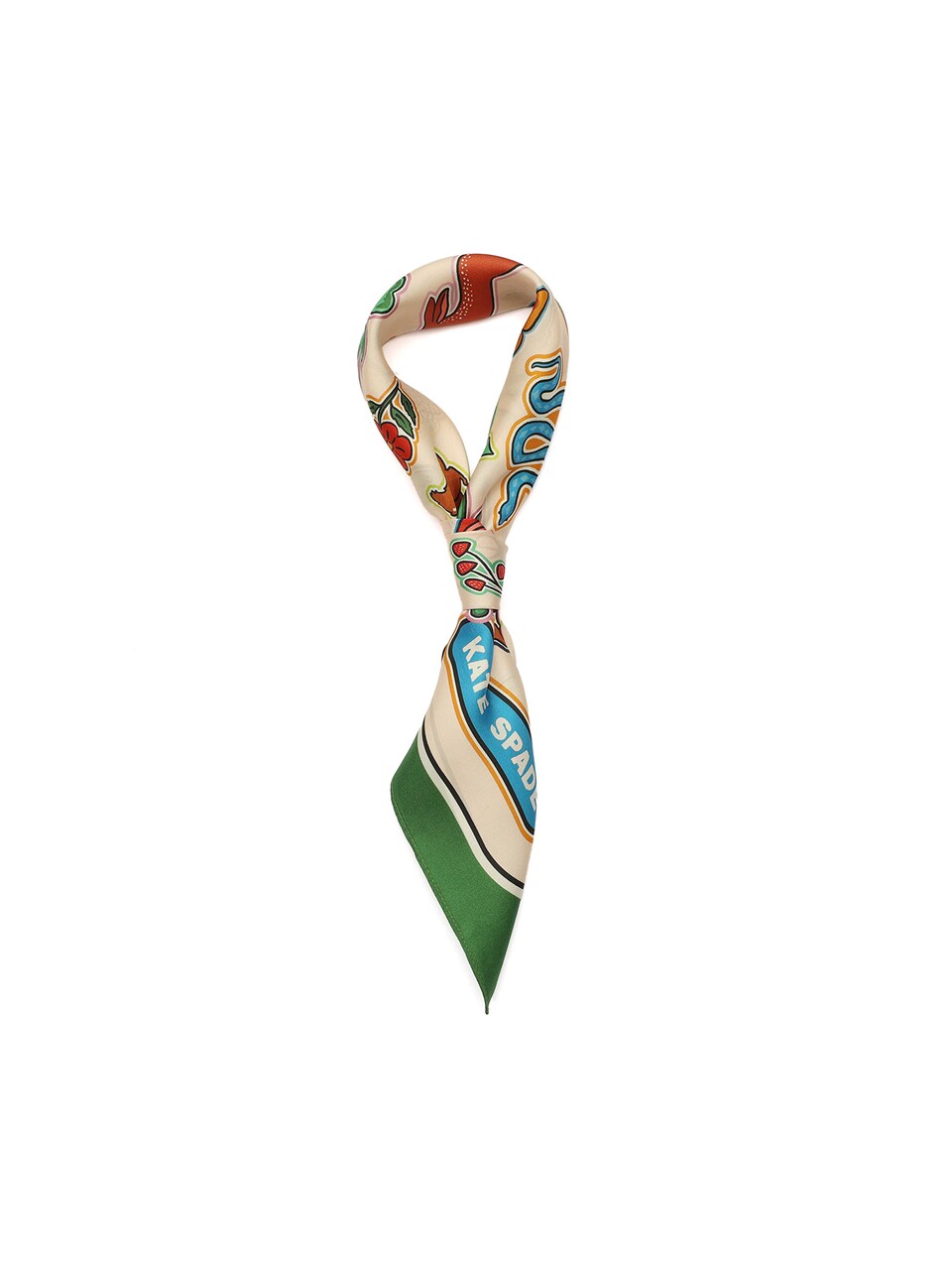 Scarf 'New York Garden' ljusbeige / ljusblå / kiwi