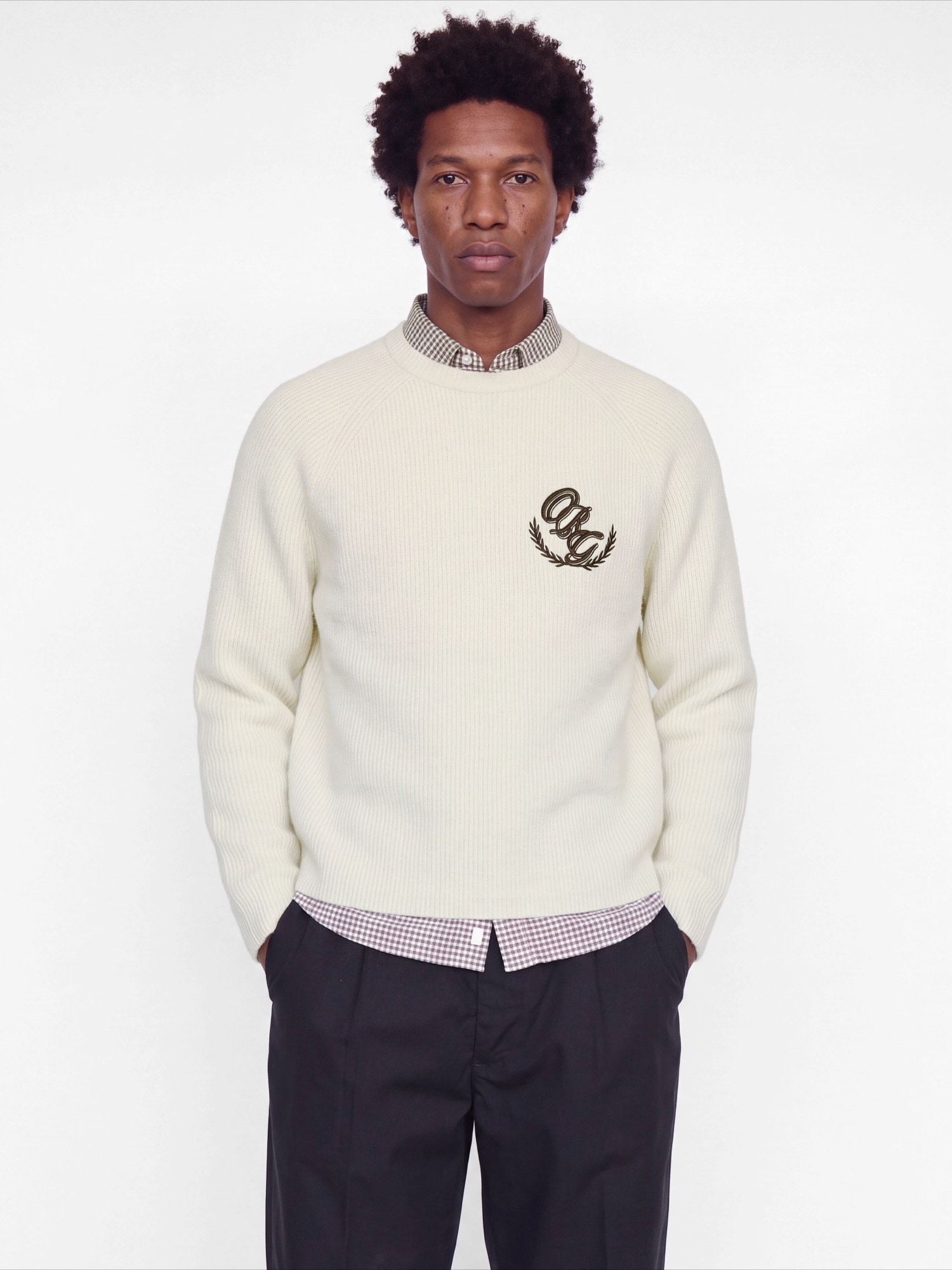JACK & JONES Pulover 'JORFREDERIKSBERG' boja pijeska / crna