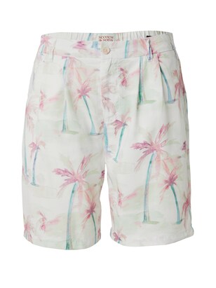 Scotch & Soda Bandplooibroek ‘Twilt’ Cyaan blauw / Pastelgroen / Eosine / Offwhite