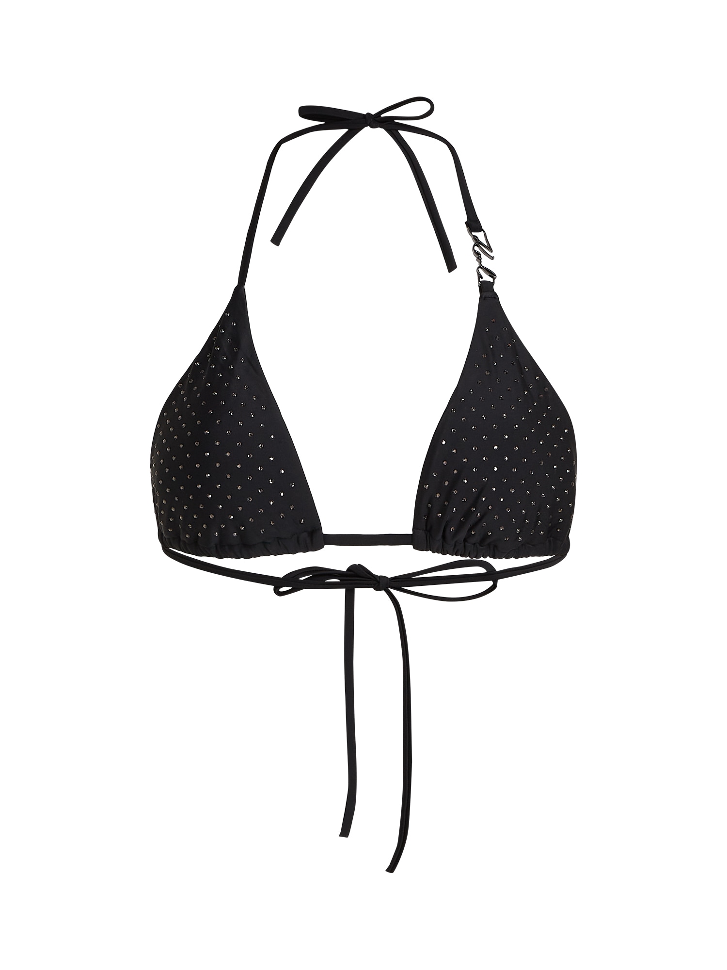 Karl Lagerfeld Sutien costum de baie  Triangel-Bikinitop mit Strasssteinen  negru