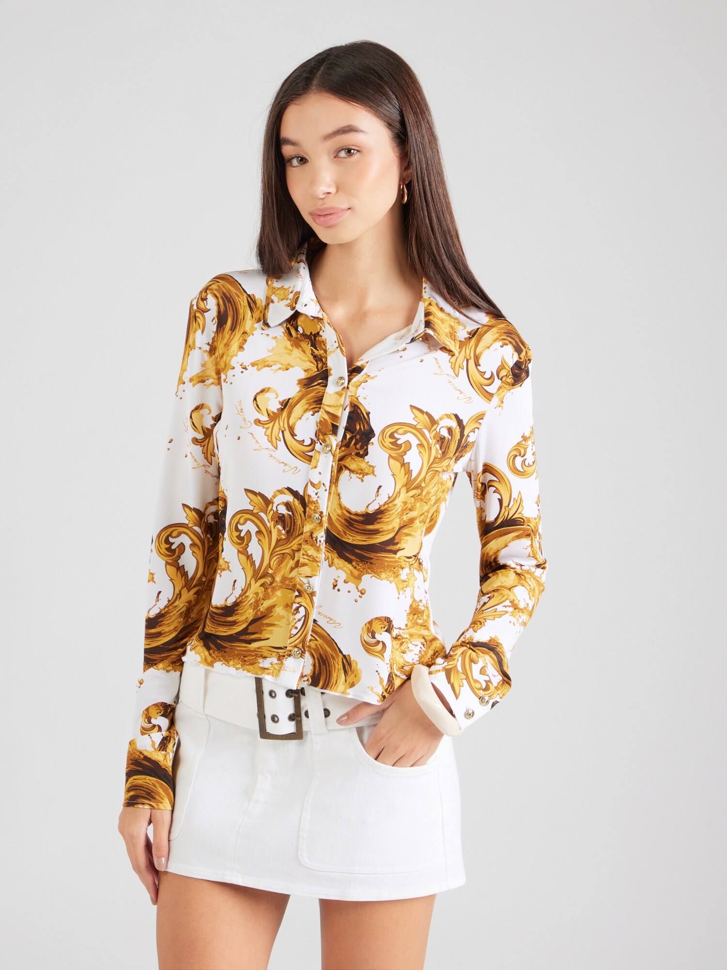 Versace Jeans Couture Blusa  chocolate / dorado / mandarina / blanco – imagen 4