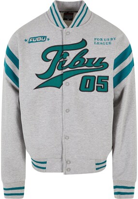 Fubu Sweatvest ‘Varsity’ Grijs gemêleerd / Petrol / Smaragd / Zwart