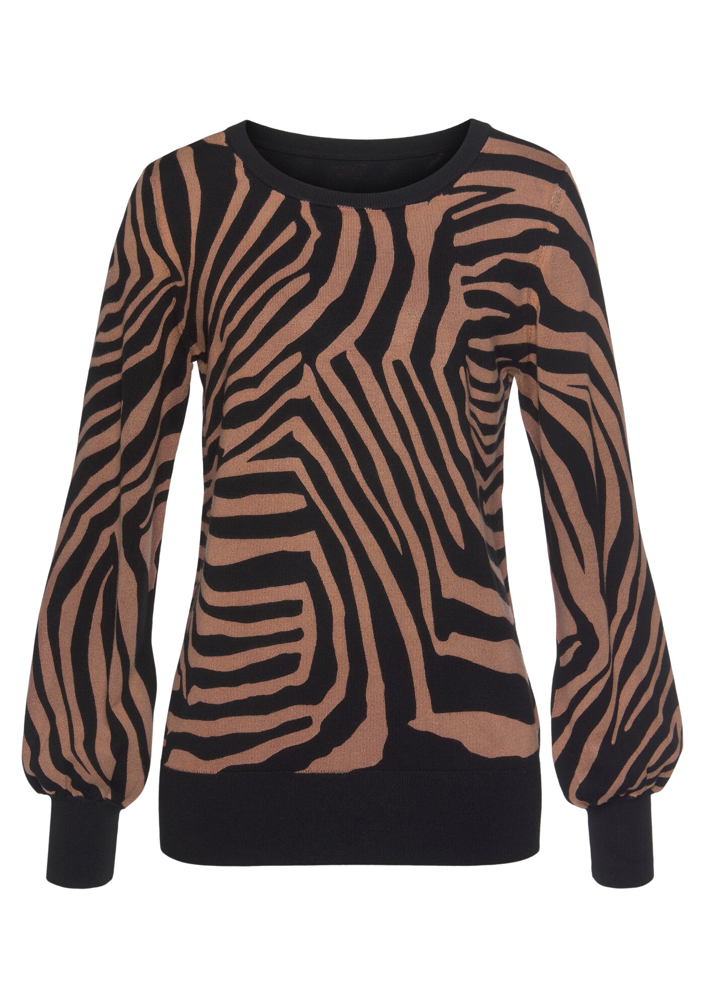 LASCANA Pulover  maro / negru