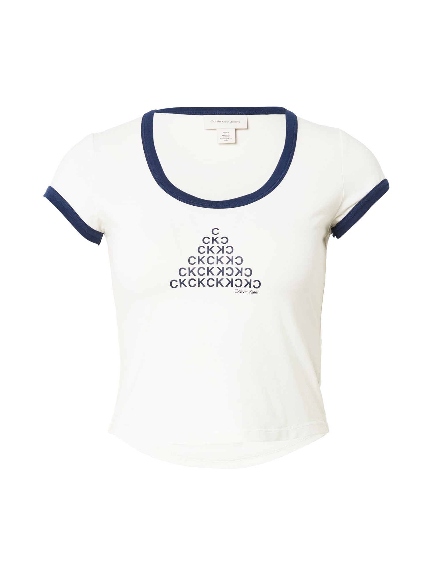Calvin Klein Jeans Tricou  bej deschis / albastru marin