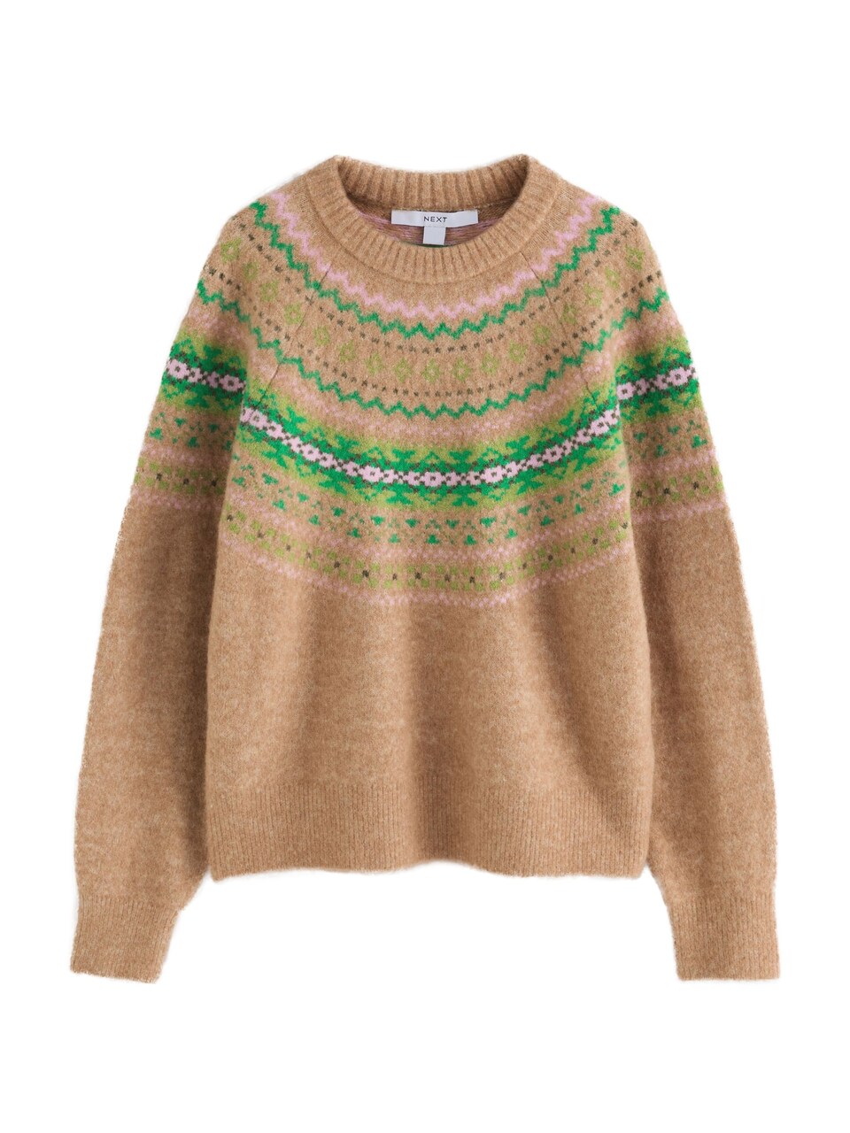 Tröja camel / grön / rosa
