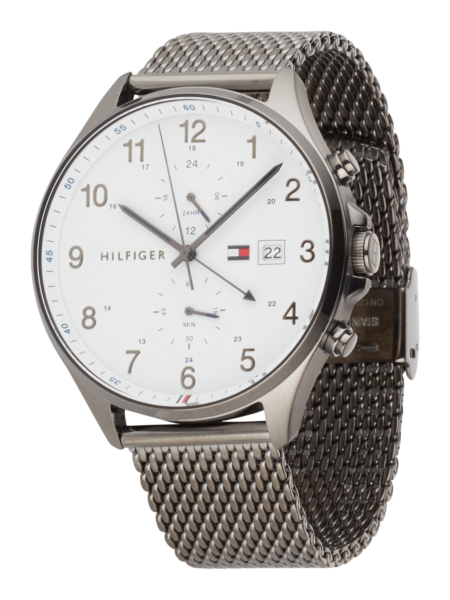 TOMMY HILFIGER Analoginis (įprastinio dizaino) laikrodis  balta / tamsiai pilka