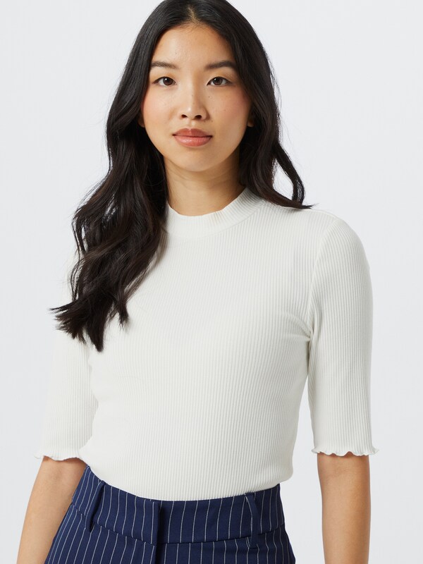 Selected Femme Anna Basic-Oberteil mit 3/4-Ärmeln und gewelltem Saum