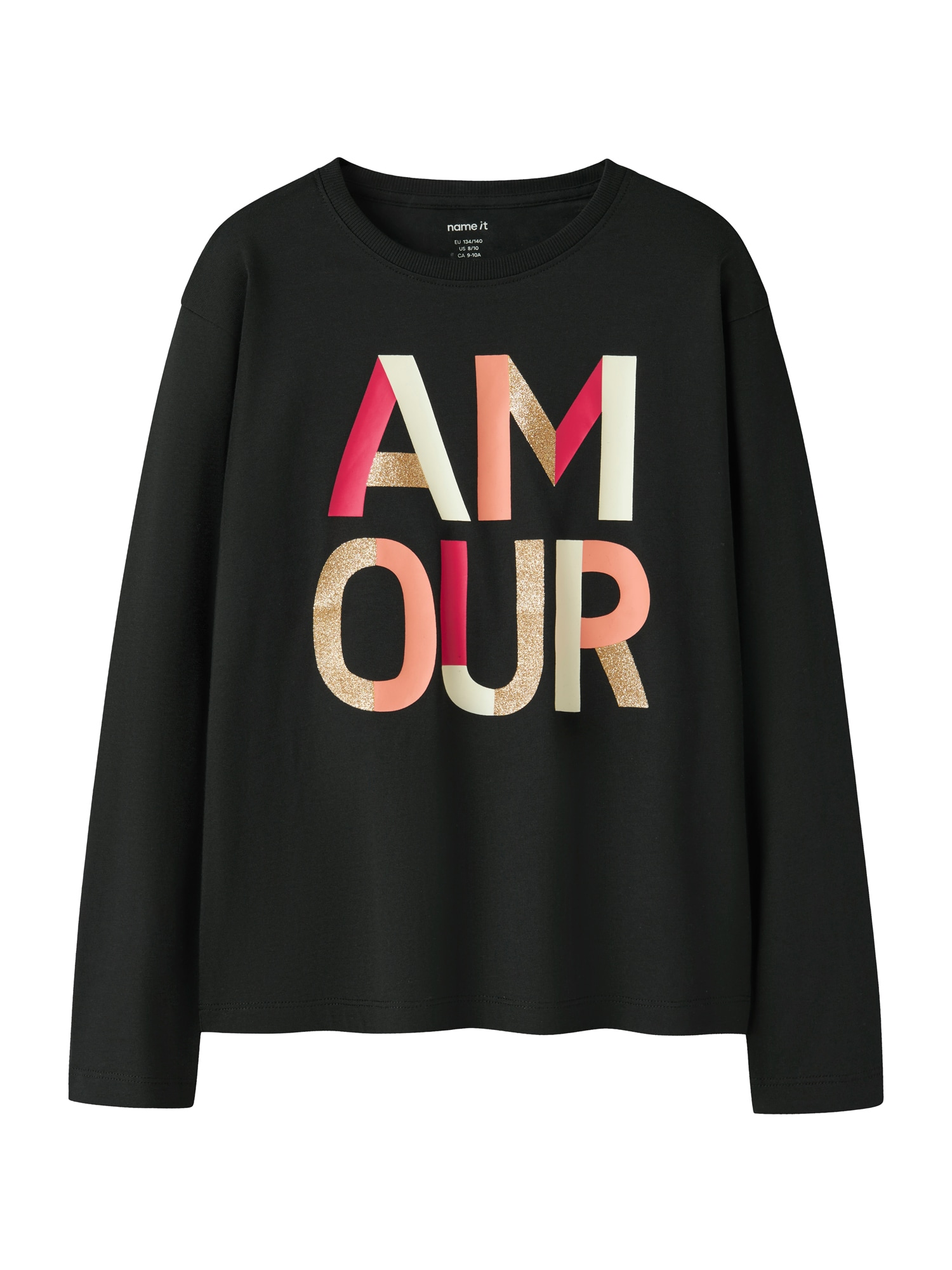 NAME IT Tricou NKFORINDA auriu / portocaliu caisă / roz zmeură / negru