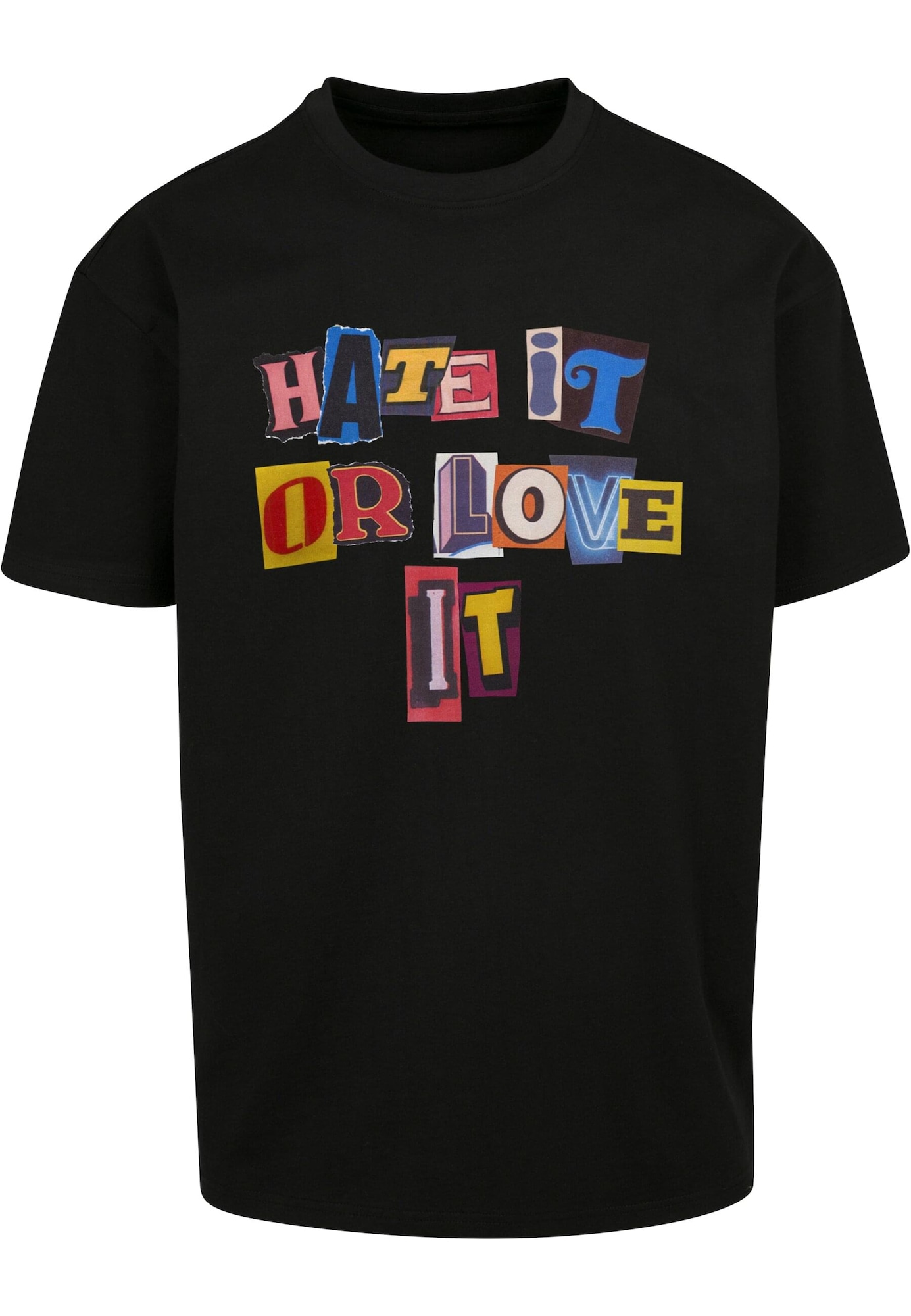 MT Upscale Tričko 'Hate it or Love it'  zmiešané farby / čierna