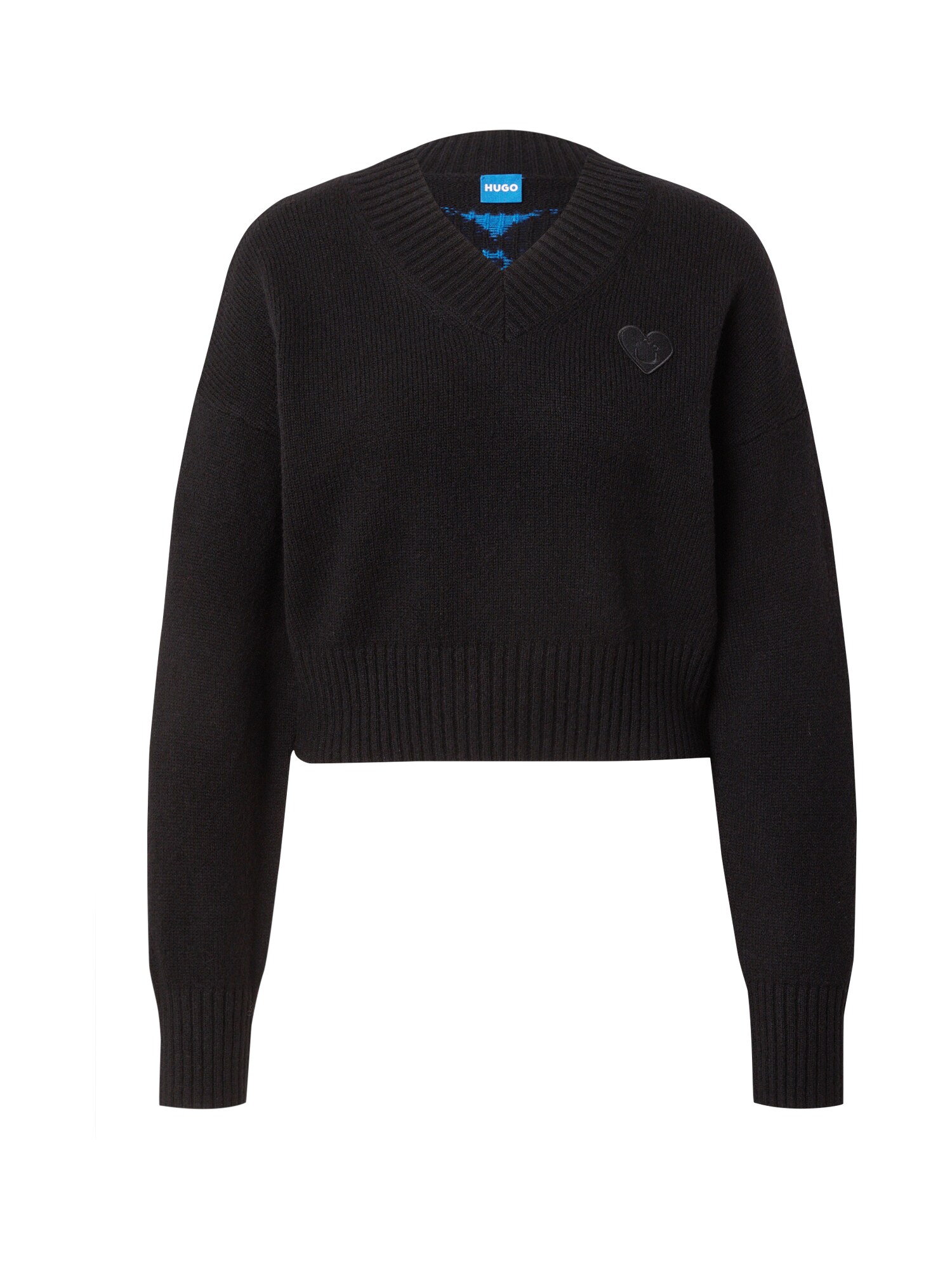 HUGO Pulover Scutie_B  albastru regal / negru
