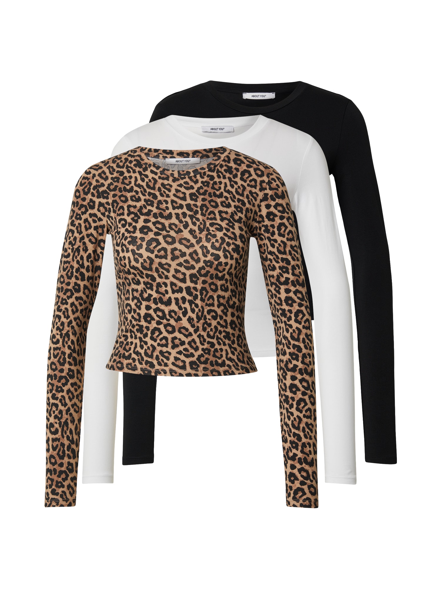 ABOUT YOU Tricou Lotti  brocart / maro cappuccino / negru / alb