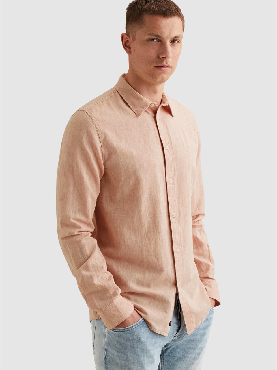 Skjorta 'Cotton/linen shirt with embroidered logo'