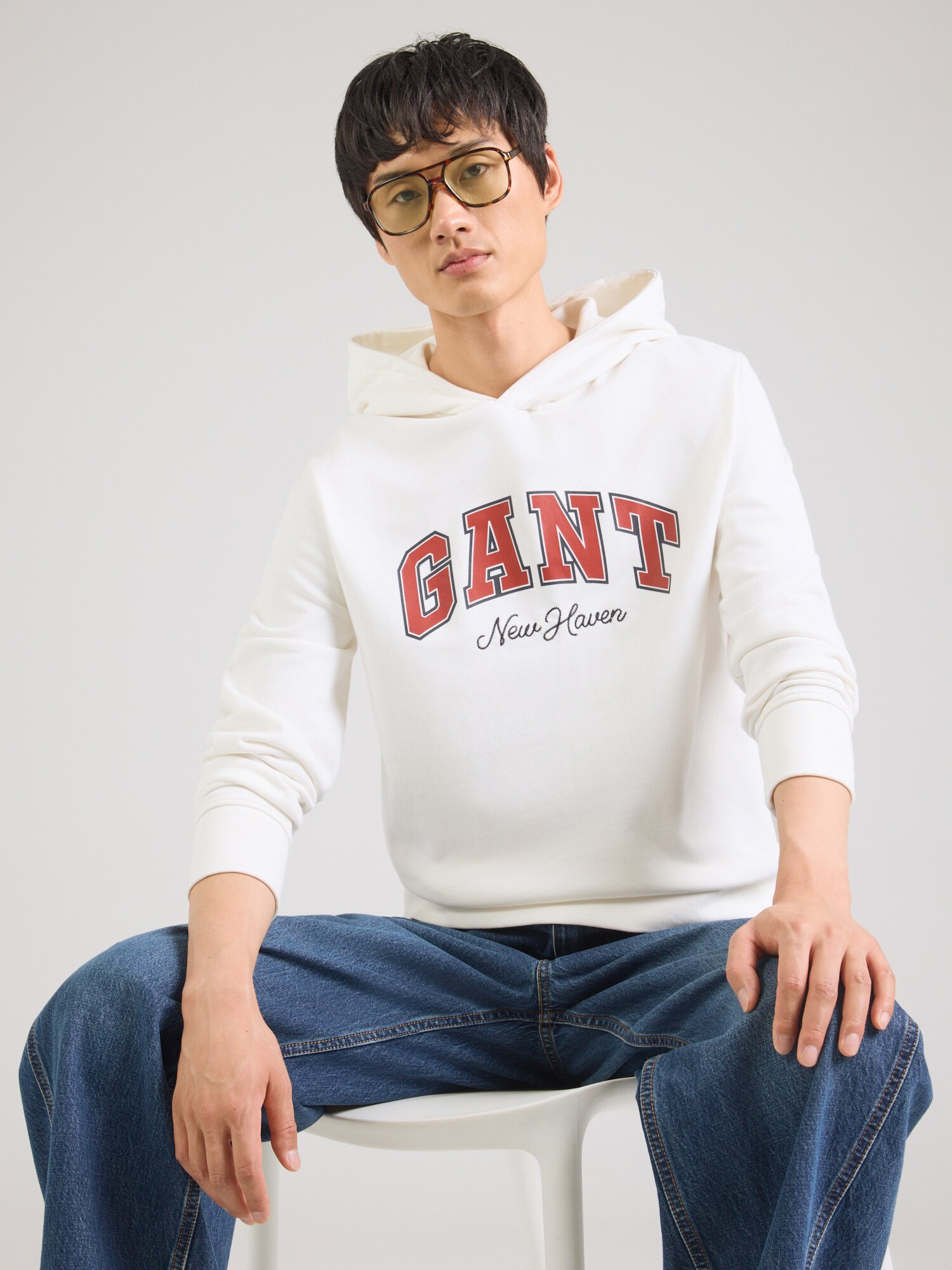 GANT Sudadera navy / rojo fuego / blanco – imagen 3