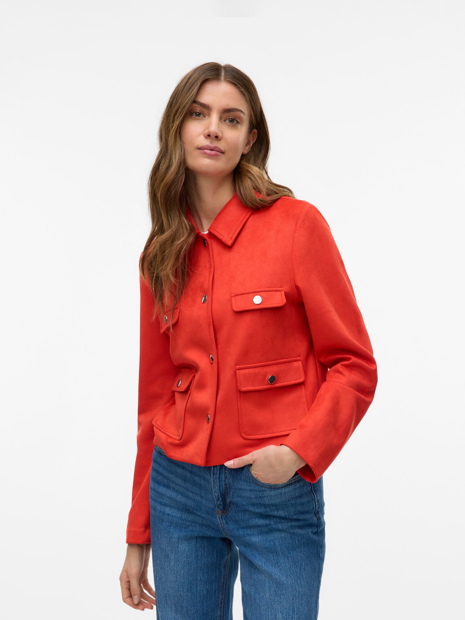 VERO MODA Átmeneti dzseki 'VMJOSESHEILA'  tűzpiros termék 2. képe