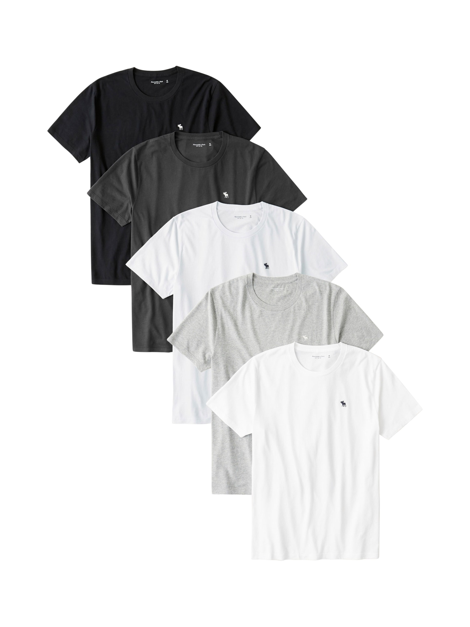 Abercrombie & Fitch Marškinėliai  pilka / balta / juoda