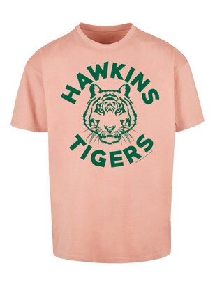 F4NT4STIC Shirt ‘Stranger Things Hawkins Tigers Netflix TV Series’ Beige / Donkergroen