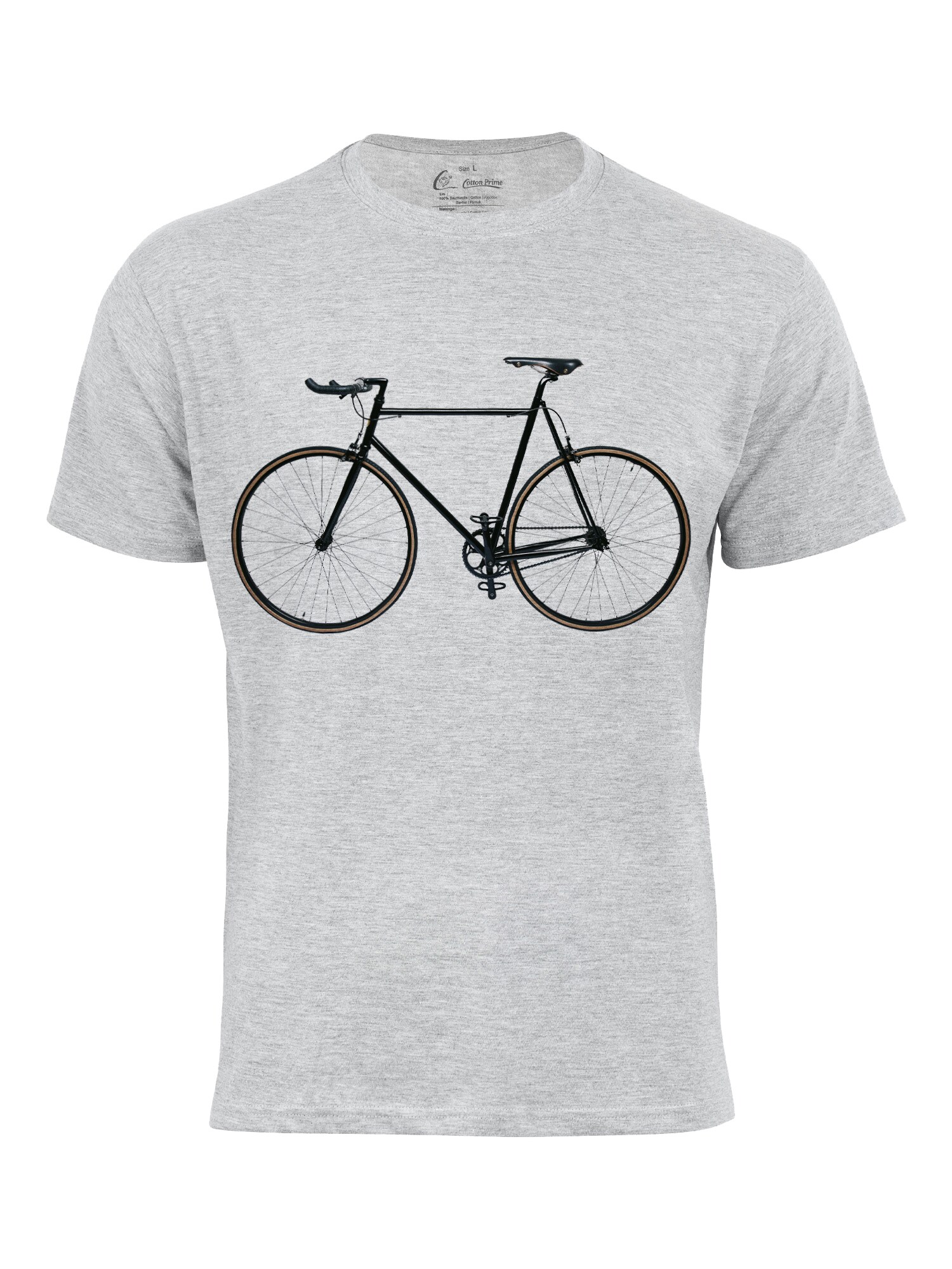 Cotton Prime Camiseta 'Bike - Fahrrad'  piedra / negro