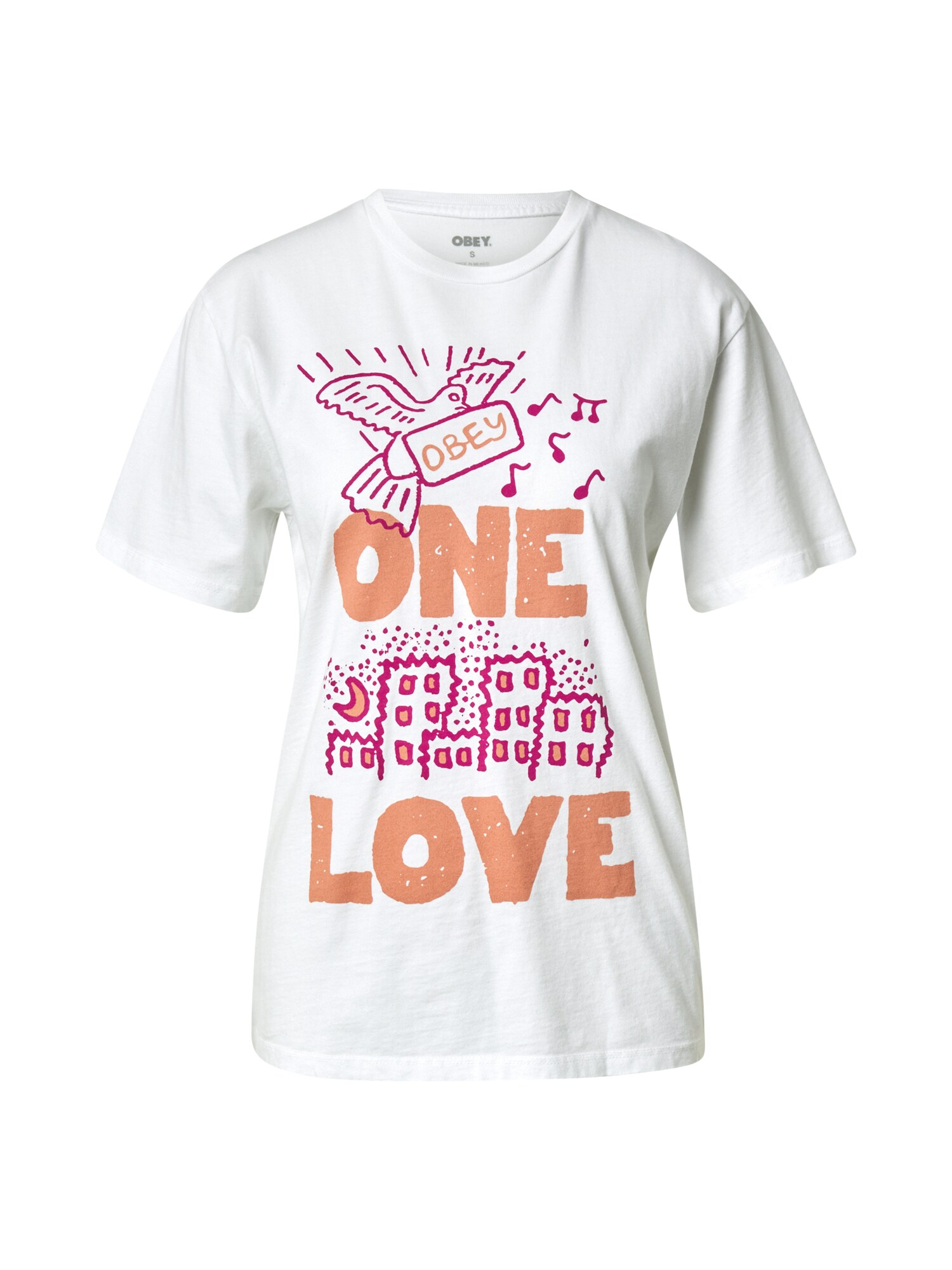 Obey Tricou 'choice'  Portocaliu / Roz / Alb