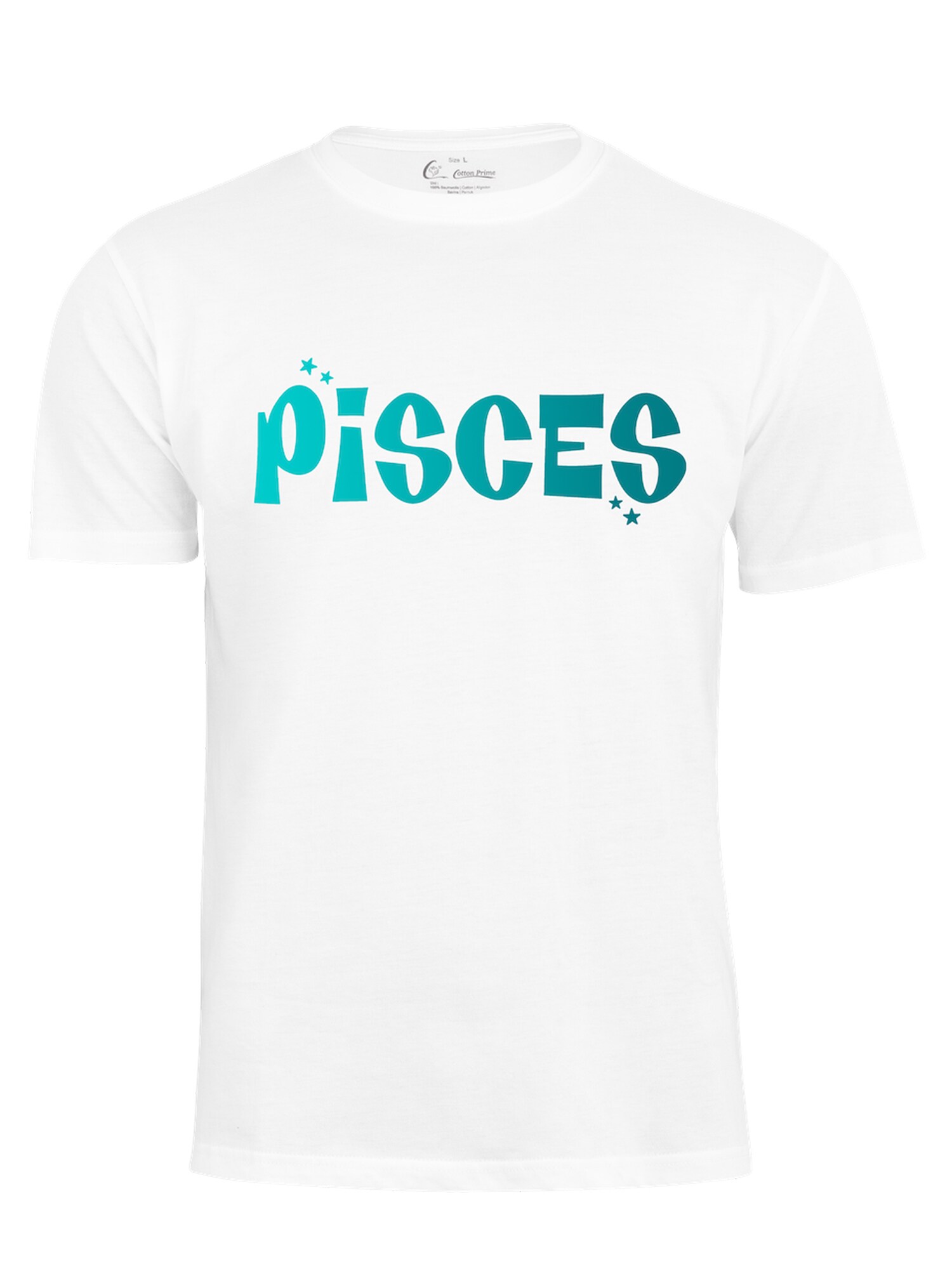 Cotton Prime Camiseta 'Sternzeichen Fische'  azul cian / blanco
