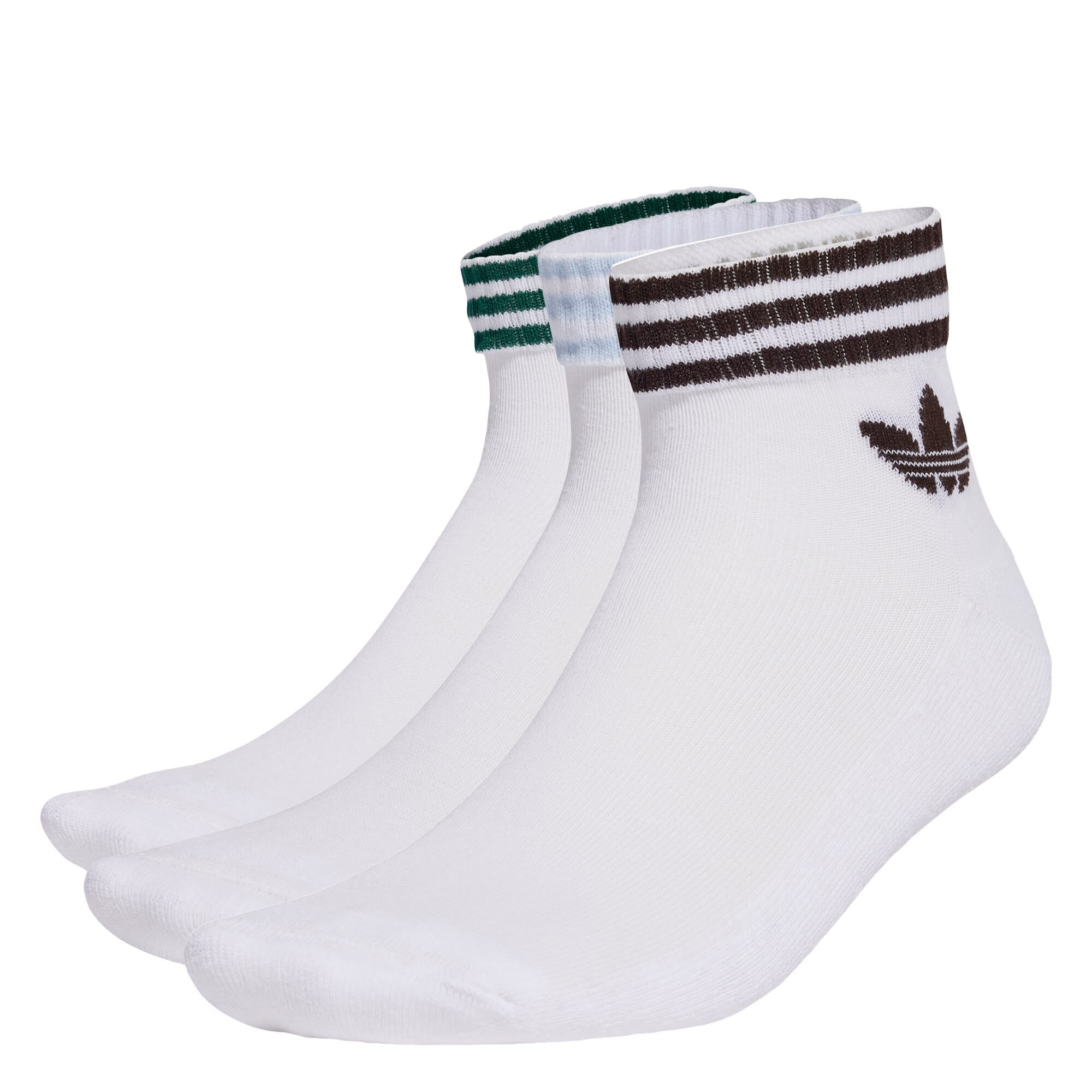 ADIDAS ORIGINALS Șosete 3-Stripes Ankle 3 Pairs  albastru pastel / maro închis / verde închis / alb