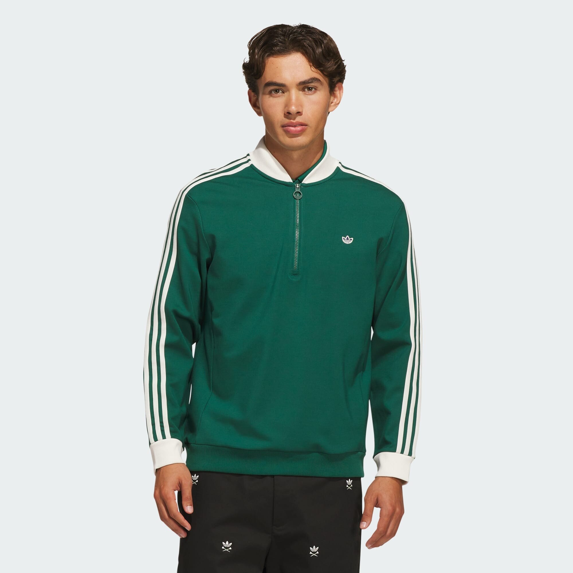 Adidas Golf Originals Jersey 3 Rayas 1/4 Cremallera, verde oscuro/blanco – imagen 3