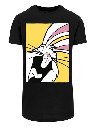 F4NT4STIC Shirt ‘Looney Tunes Bugs Bunny Laughing’ Curry / Eosine / Zwart / Wit