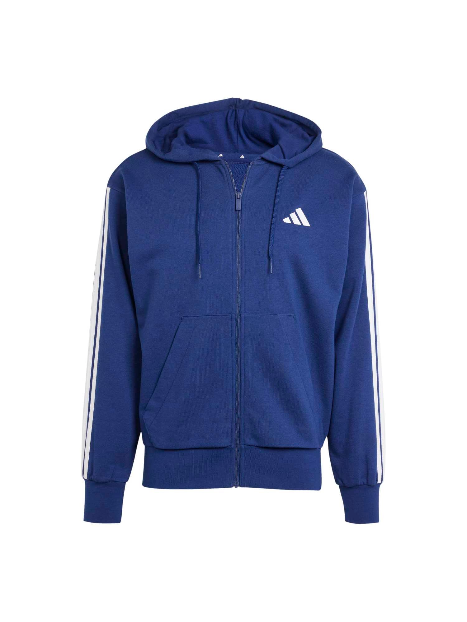 ADIDAS SPORTSWEAR Bluză cu fermoar sport 'ESSENTIALS'  albastru închis / alb