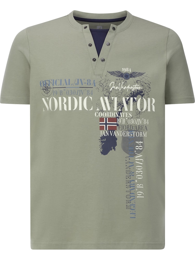 Jan Vanderstorm T-Shirt 'Uljas' Herren Größe XXL grau / oliv / weiß