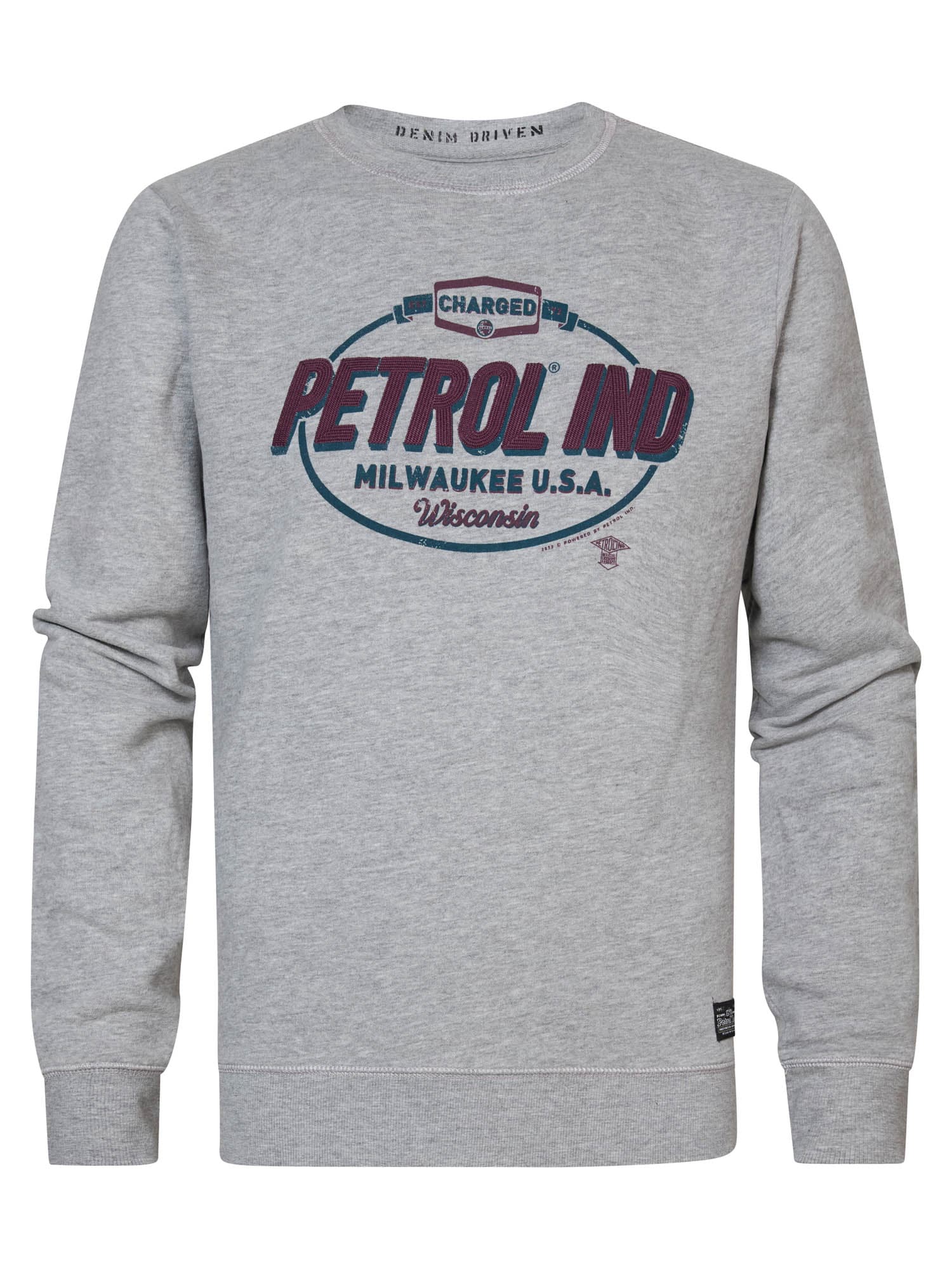 Petrol Industries Sweater majica  siva melange / boja vina / crna